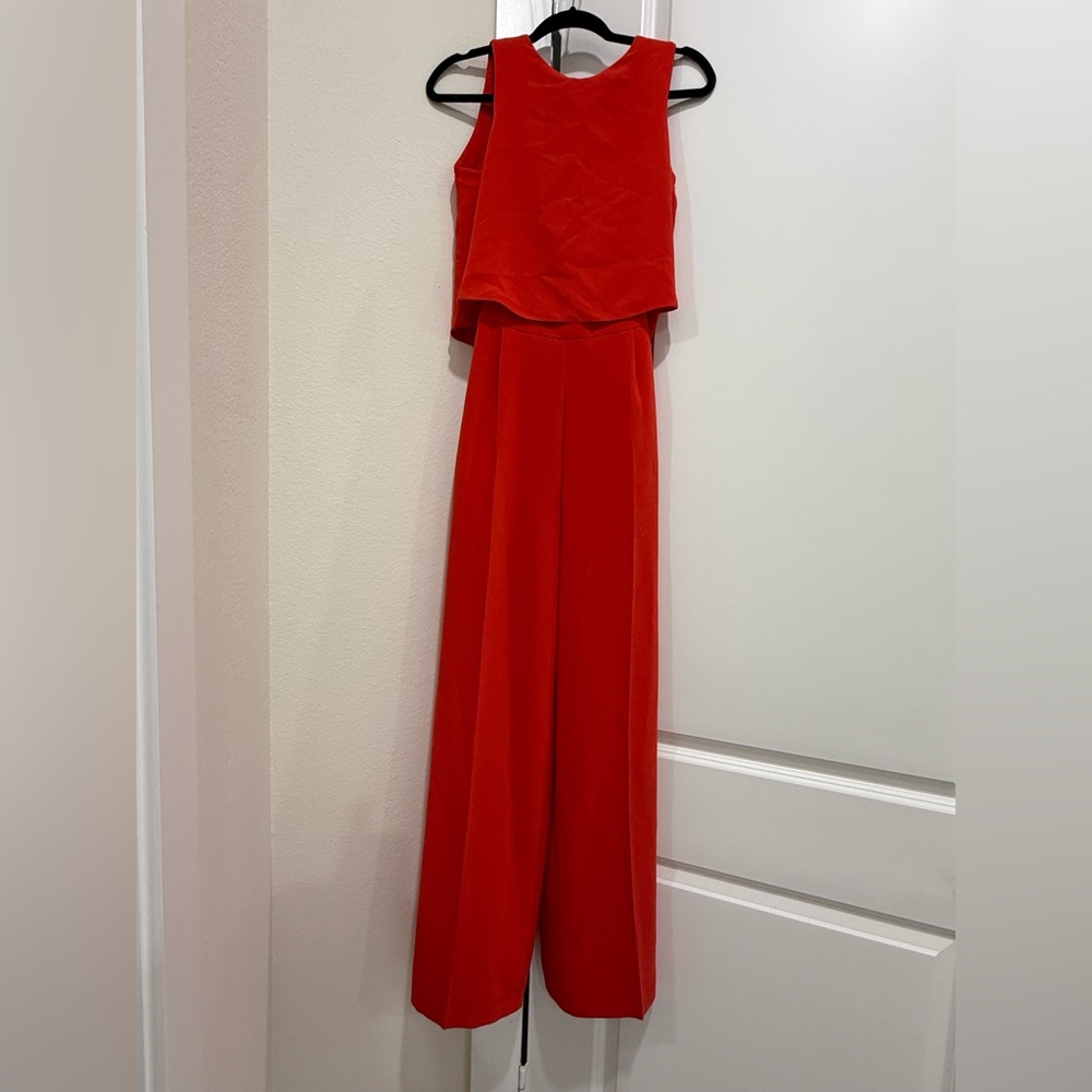 Zara Red Jumpsuit with Cape Detail
